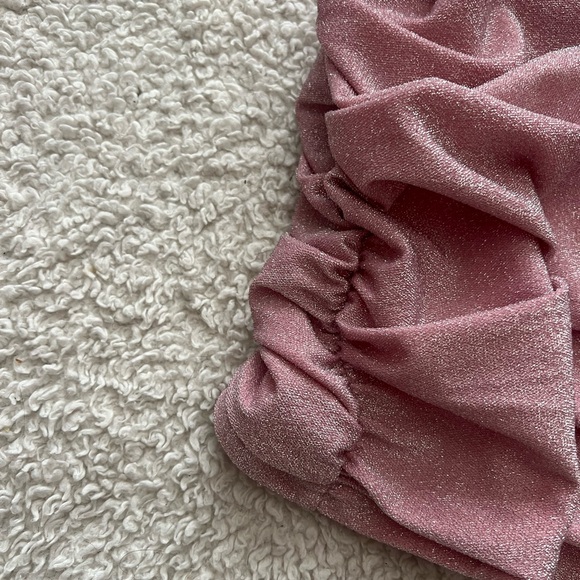 SHEIN Pink Petite Backless Ruched Glitter Bodycon Dress Size Small - Picture 5 of 10